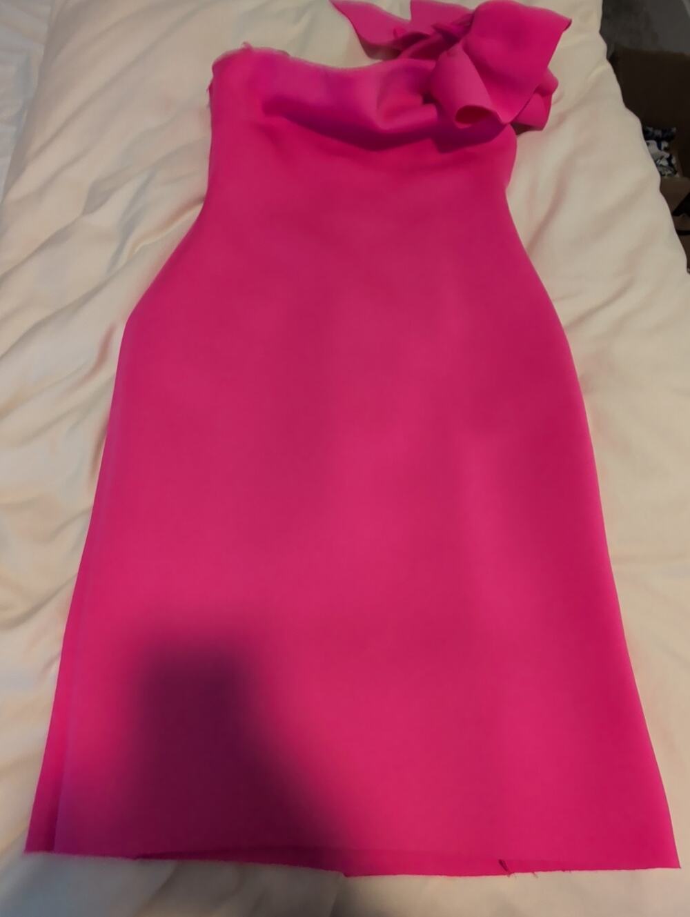 Eliza J Pink One Shoulder Dress Size 10 Bow Accent Cocktail Wedding Guest